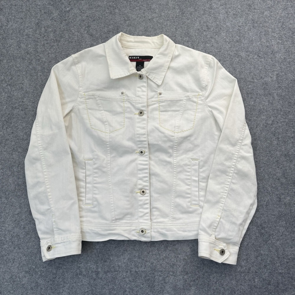 Kikit Jeans Women's White Denim Jacket- Size M EUC